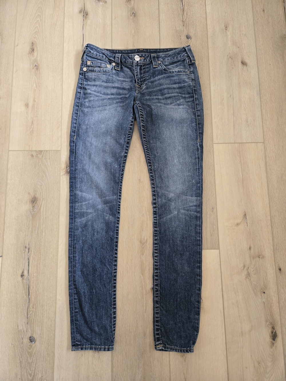 True Religion Women's Skinny Fit Blue Medium Wash Stretch Denim Jeans 5-Pocket